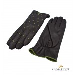 Guanto donna in vera pelle nappa foderato cashmere con nodini.
